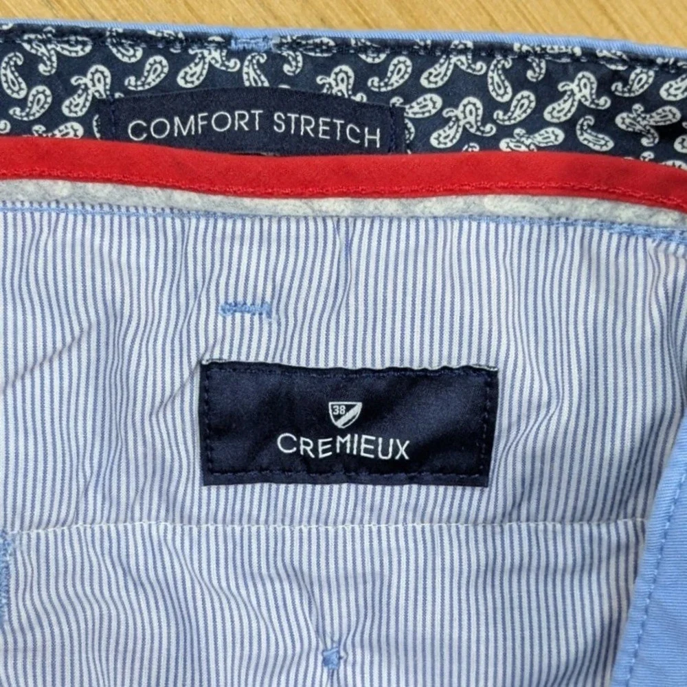 Cremieux Men 34 Blue Comfort Stretch Chino Shorts Flat Front Cotton Blend Golf